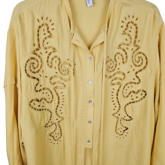Boho Western Cowgirl Romantic VTG Inspo Eyelet Lace Top Yellow & Other Stories 6 - Picture 6 of 15